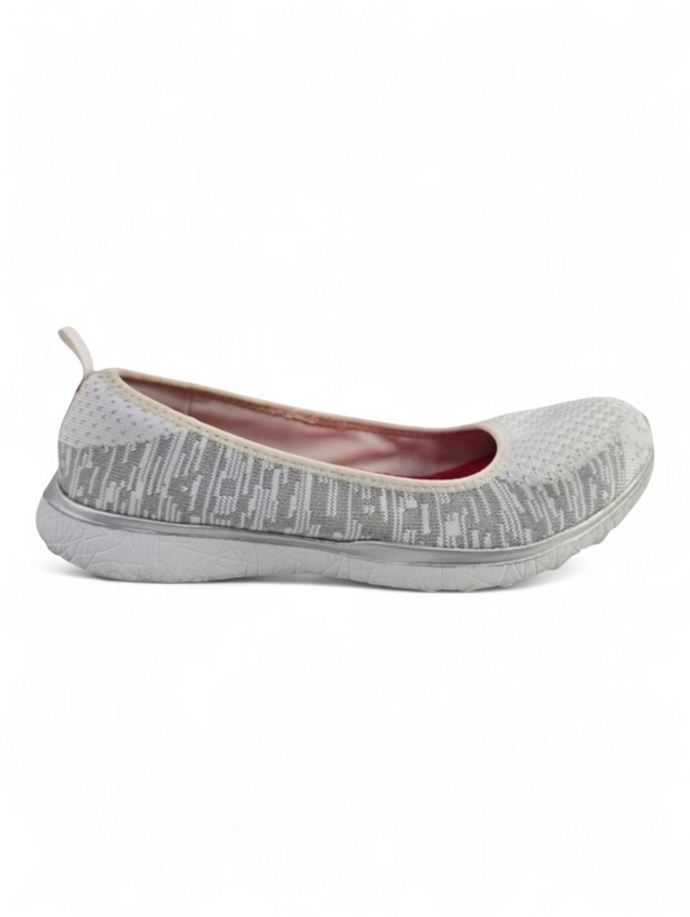 Skechers Women's Air Cooled Memory Foam White Gray Slip-On Shoes Flats Textile 8
